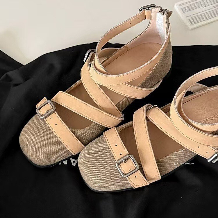 Sheepskin Version ~26 New Summer Style Square-Toe Lace-Up Niche Design Sports Sole Shallow Ballet Flats Sheepskin Version ~26 New Summer Style Square-Toe Lace-Up Niche Design Sports Sole Shallow Ballet Flats