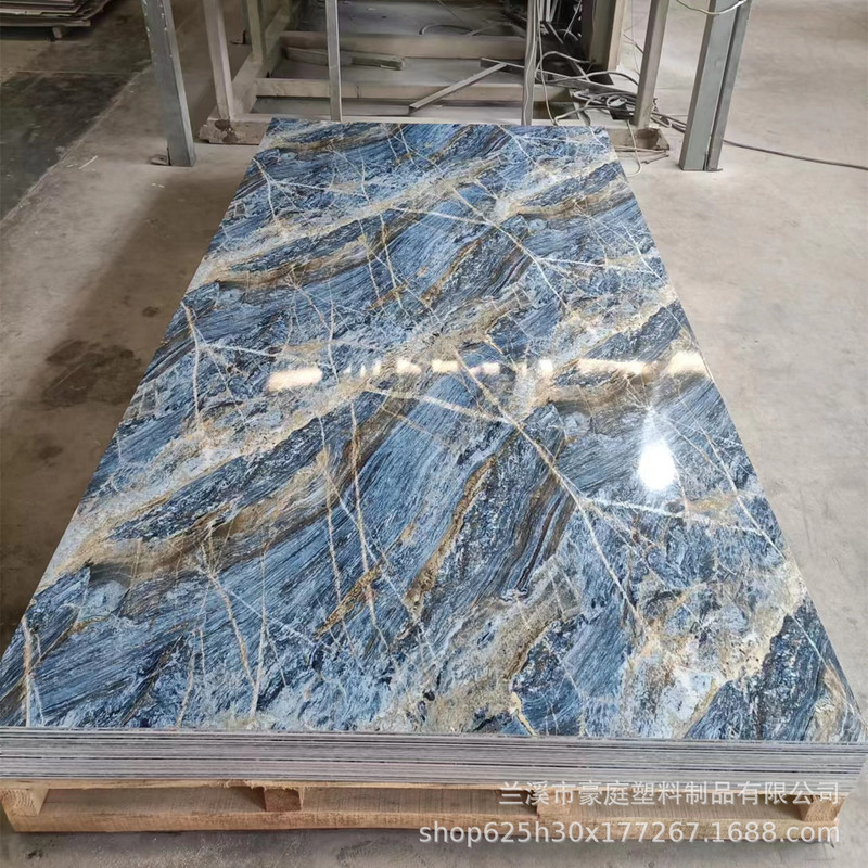 Fireproof Uv Imitation Marble Board Waterproof and Moisture-Proof Interior Wall 8mm Thick Stone Plastic Solid Large Board Stone Material