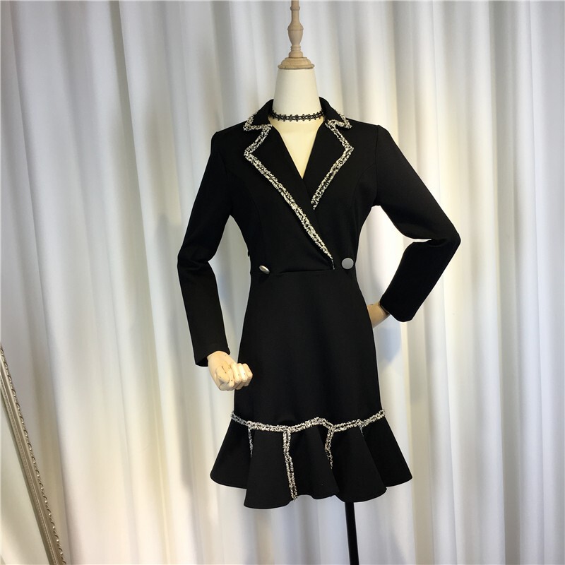 Clearance Sale: Elegant Socialite Style Black Mermaid Dress, Ol Professional Suit, Light Luxury Women's Fashion, Waist-Cinching Cocktail Dress