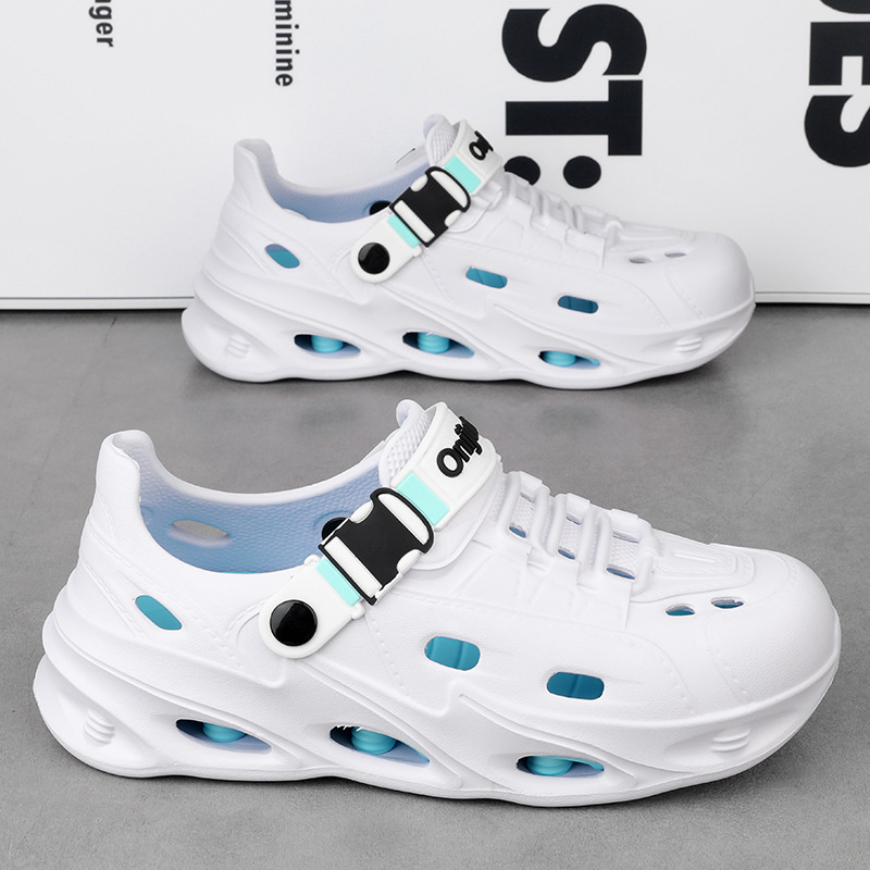 Sandalias con todo incluido, verano para hombres, nuevos zapatos con agujeros de tendencia, sandalias de suela gruesa con absorción de impactos, zapatos de playa cómodos y transpirables