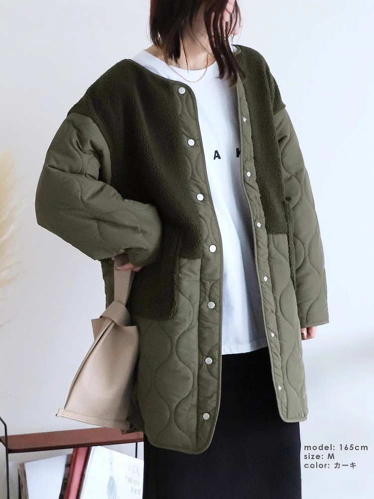 日本の新型のつなぎ合わせの綿の服の冬の2024のデザイン感の韓国版の中で長いタイプの綿の服のコート