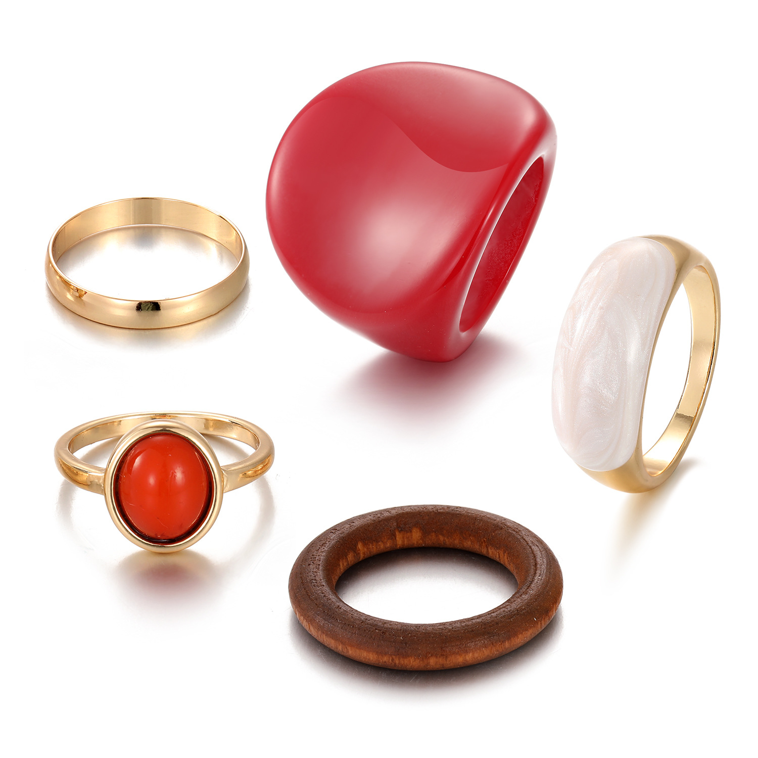 Geometric Pattern All Seasons Season Women's Gender 1 Set Retro Classic Style Geometric Alloy Resin Women's Rings