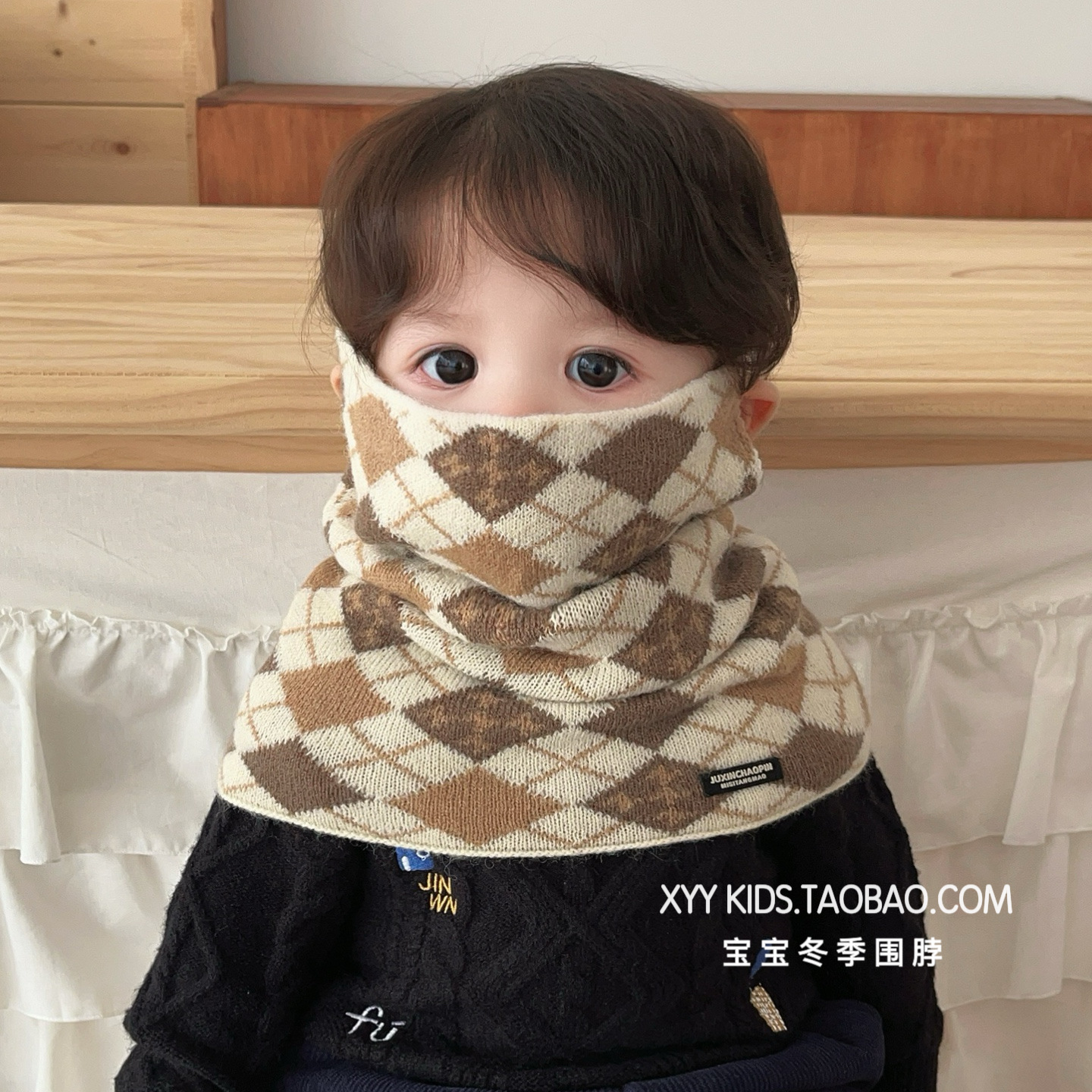 Bufandas para niños coreanos con estampado de leopardo colgando orejas de punto de invierno caliente para hombres y mujeres bebés cuello de lana caliente a prueba de viento