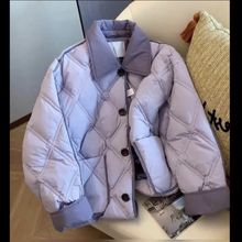 小香风高级感撞色翻领夹棉棉服外套女秋冬款时髦洋气轻薄棉衣少女