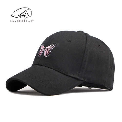 Simple butterfly embroidered hard top baseball hat for women's spring and summer travel sun protection sun hat versatile cute baseball hat