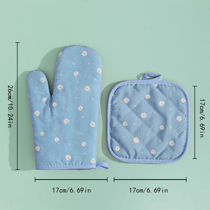 전면 작은 데이지 단열 장갑 가정용 내고온 전자레인지 장갑 주방 베이킹