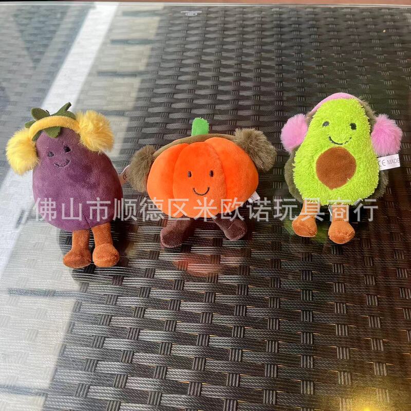 Spot British Fun Vegetable and Fruit Series with Headphones Avocado Eggplant Pumpkin Plush Doll Pendant Grabber