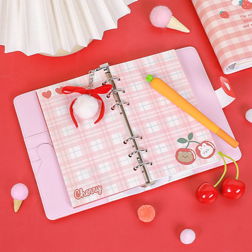 Simple ins style loose-leaf notebook, detachable notebook, soft leather coil notebook, cute magnetic buckle notebook for girls