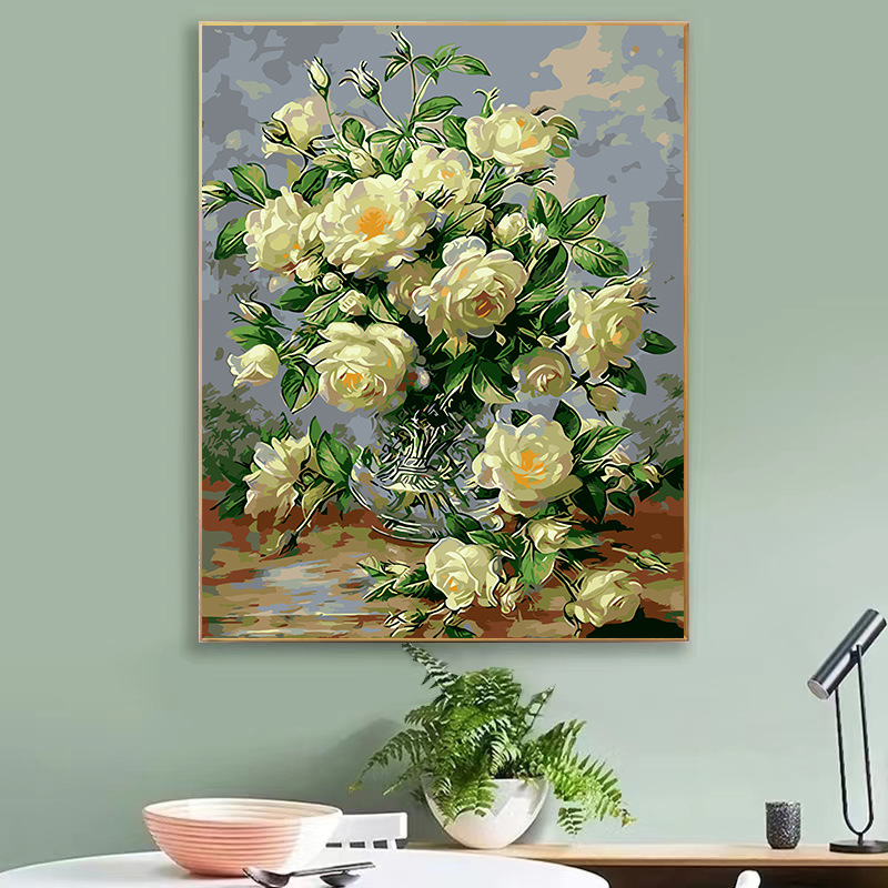 Fábrica al por mayor pintura al óleo digital DIY noche tranvía paisaje cura descompresión pintura al óleo pintura decorativa entrega de una sola pieza