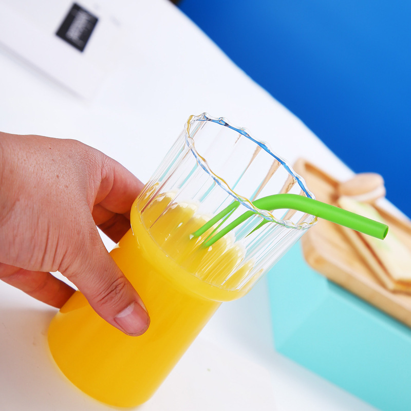 Taza de café americana de hielo vertical, taza de bebida de leche resistente a altas temperaturas, taza de vidrio de alta borosilicina