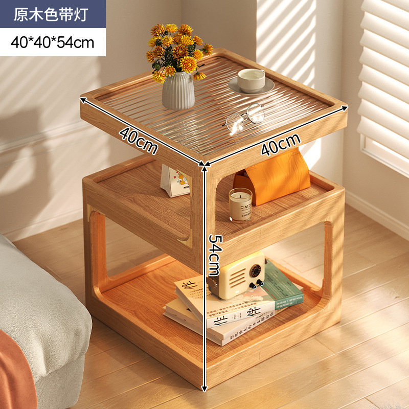 Alternativa a la mesita de noche de madera maciza, armario de almacenamiento de dormitorio doméstico pequeño simple y moderno, estante de borde de cama creativo con luz