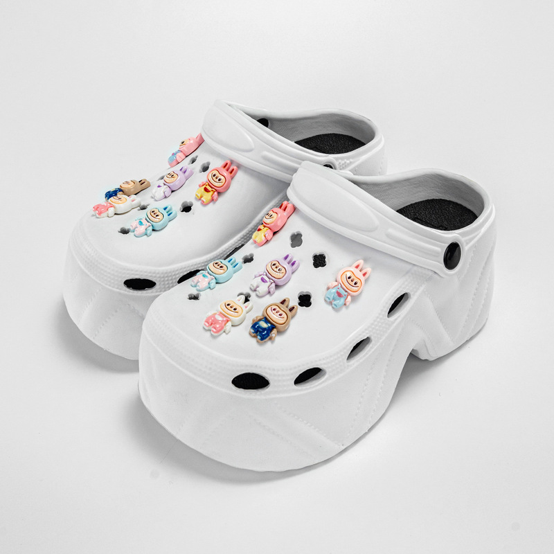 New Cartoon Color Rab Cloth Hole Shoes Women's Outer Wear Parent-Child Fashion All-Match Soft Bottom Non-Slip Toe Sandals