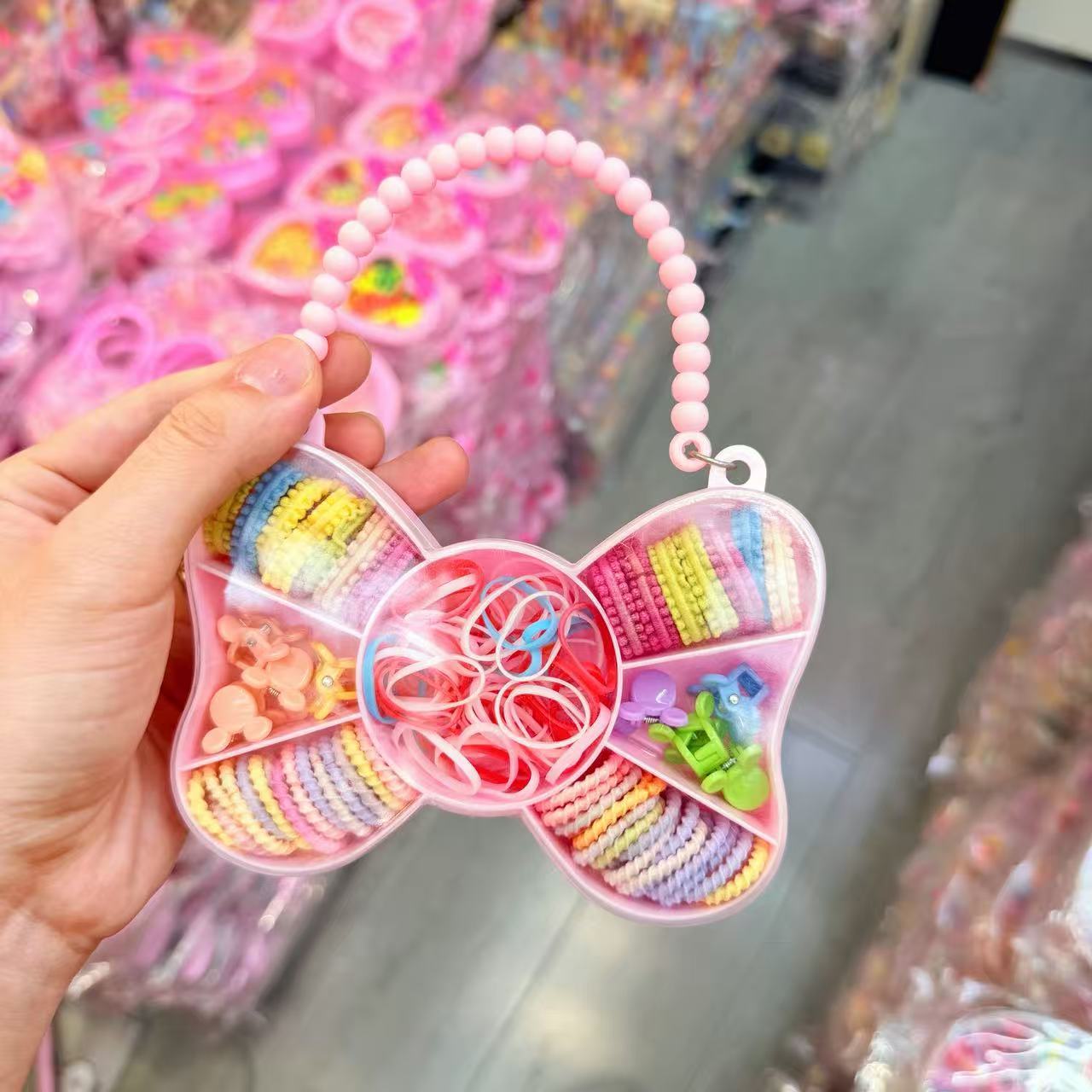 Mini cabeza de princesa en caja, clip de agarre pequeño, clip de flequillo, horquilla rota en la frente, banda elástica para niños, no daña el cabello, anillo del pulgar al por mayor image 73
