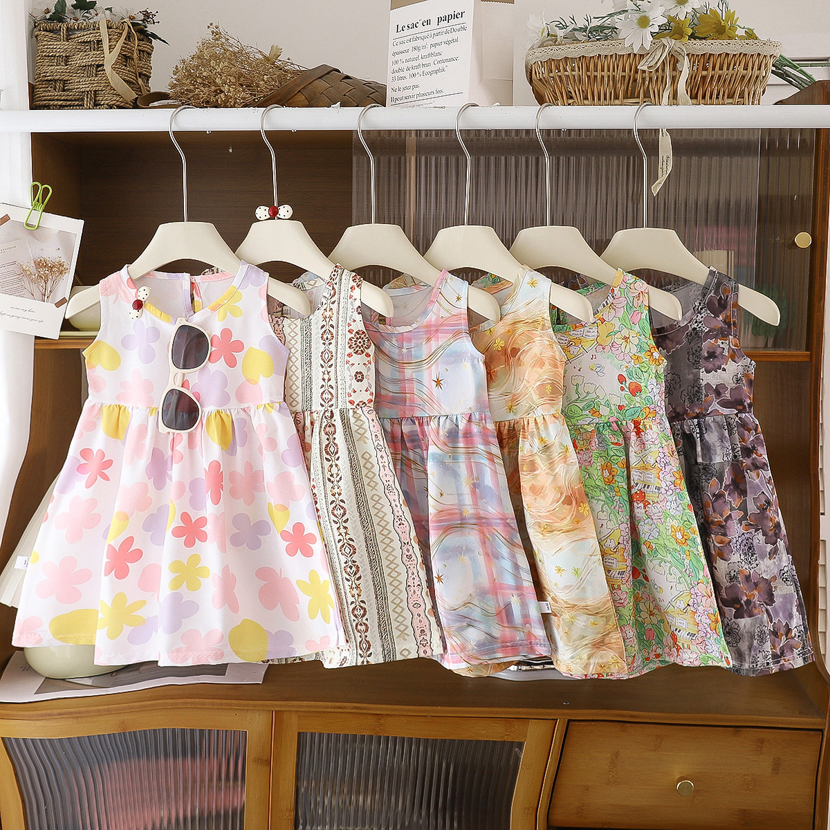 (Wholesale), summer children's small princess costume, sleevless dress, girl's skirt, floral print