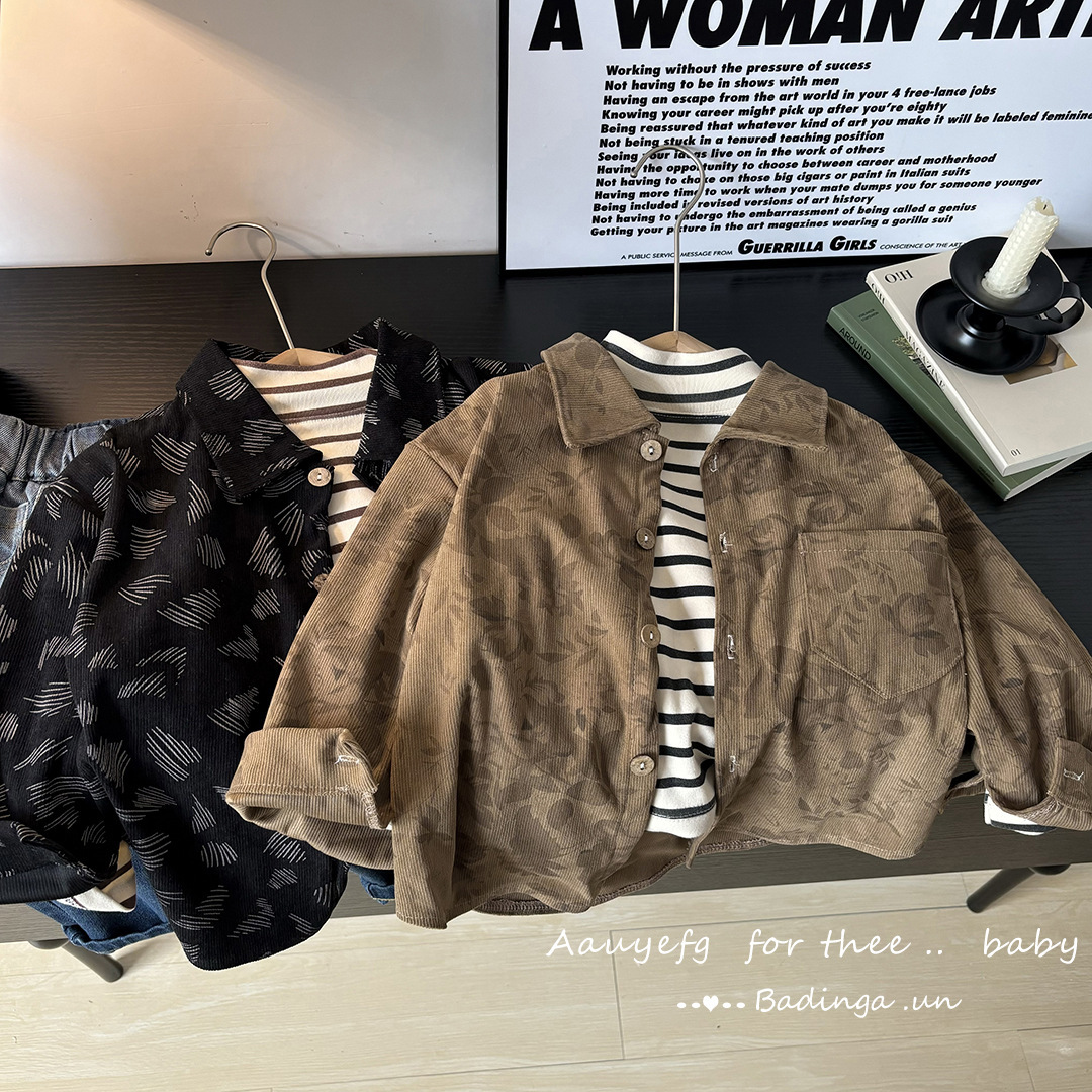 Nuevo tipo de abrigo, temperamento suelto, nuevos productos, camisas de hombres, camisas de niñas, camisas a rayas, camisas de mangas largas para niños