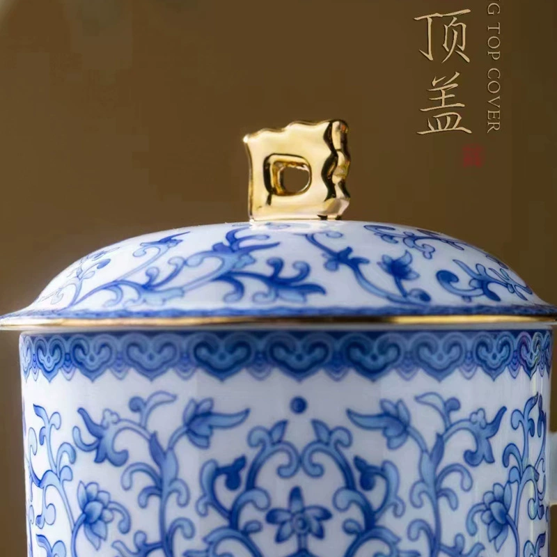 BRICS meeting blue and white enamel meeting cup office cup enamel tea cup Jingdezhen high temperature ceramics