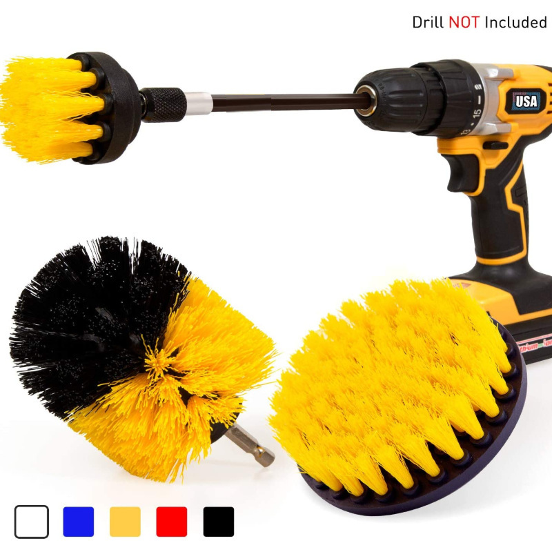 Cross-border explosions electric drill brush head 4-piece set 15cm long rod set floor wall window glass cleaning descaling