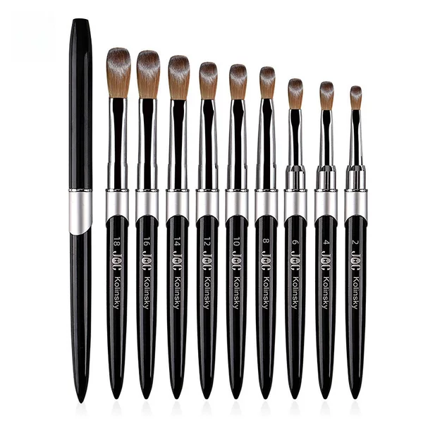 Cross-Border Amazon Wholesale Metal Nail Art Mink Hair Crystal Pen Siberian Kolinsky Mink Hair Nail Art Brush