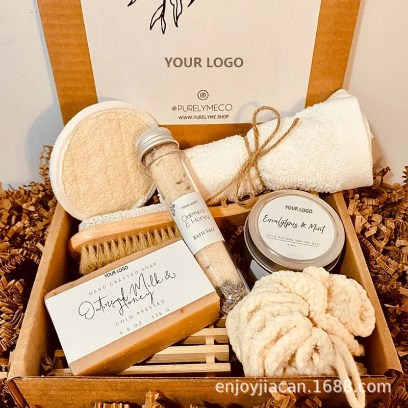 Creative Gift Spa Bath Salt Candle Personalized Care Bath Tools Relaxation Set Gift Box Fragrance