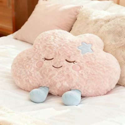 Cute cloud-shaped plush pillow, sofa Oyuncaq yastıqlar - cloud-shaped-pillow-pink-with-squinting-eyes-3550cm