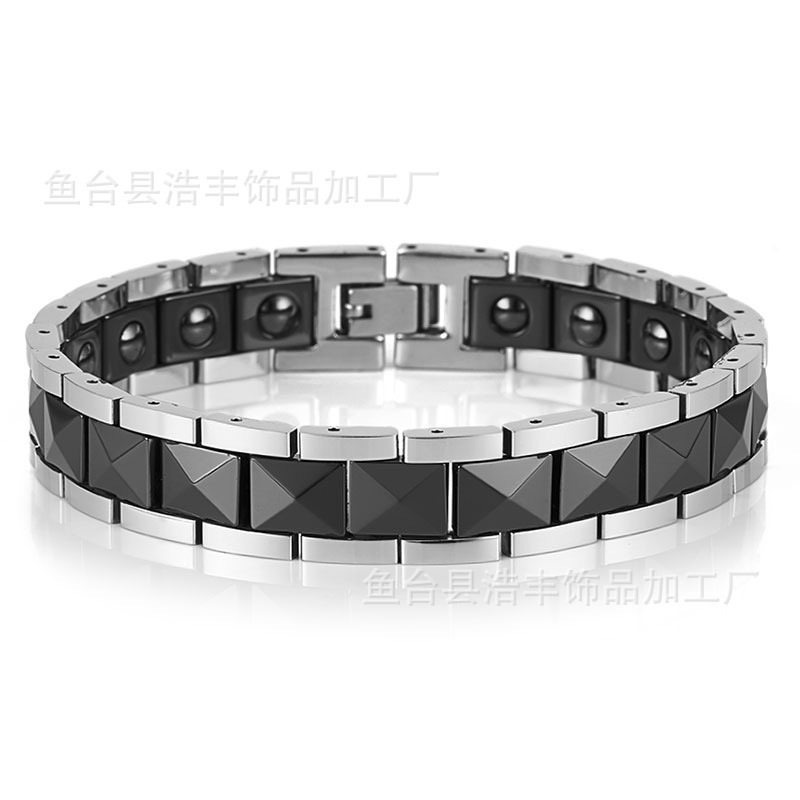Ceramic Bracelets Available in Stock, Stainless Steel Black Ceramic Engraved Magnetic Jewelry Bracelets, Men's Magnetic Bracelets Wholesale Ceramic Bracelets Available in Stock, Stainless Steel Black Ceramic Engraved Magnetic Jewelry Bracelets, Men's Magnetic Bracelets Wholesale