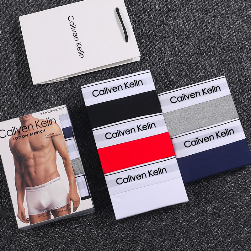 Amazon Foreign Trade Trendy Brand Υckο Men's Underwear Pure Cotton Boxer Briefs with White Trim Modern Version