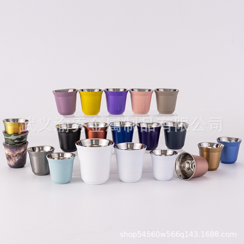 Taza de café de acero inoxidable 304, taza de doble capa para chupito, taza de espresso, taza aislada 80ml160ml250ml