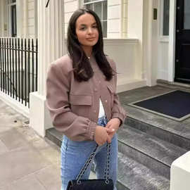 跨境Y2K外贸亚马逊批发欧美女装ins大口袋飞行夹克休闲外套女时尚
