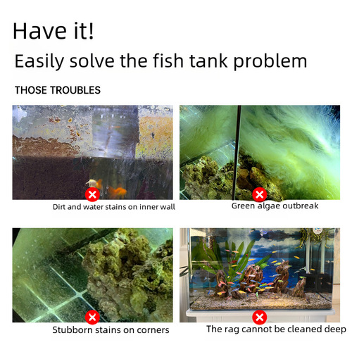 Wholesale aquarium cleaning supplies glass algae removal plastic extendable algae brush fish tank brush blue green