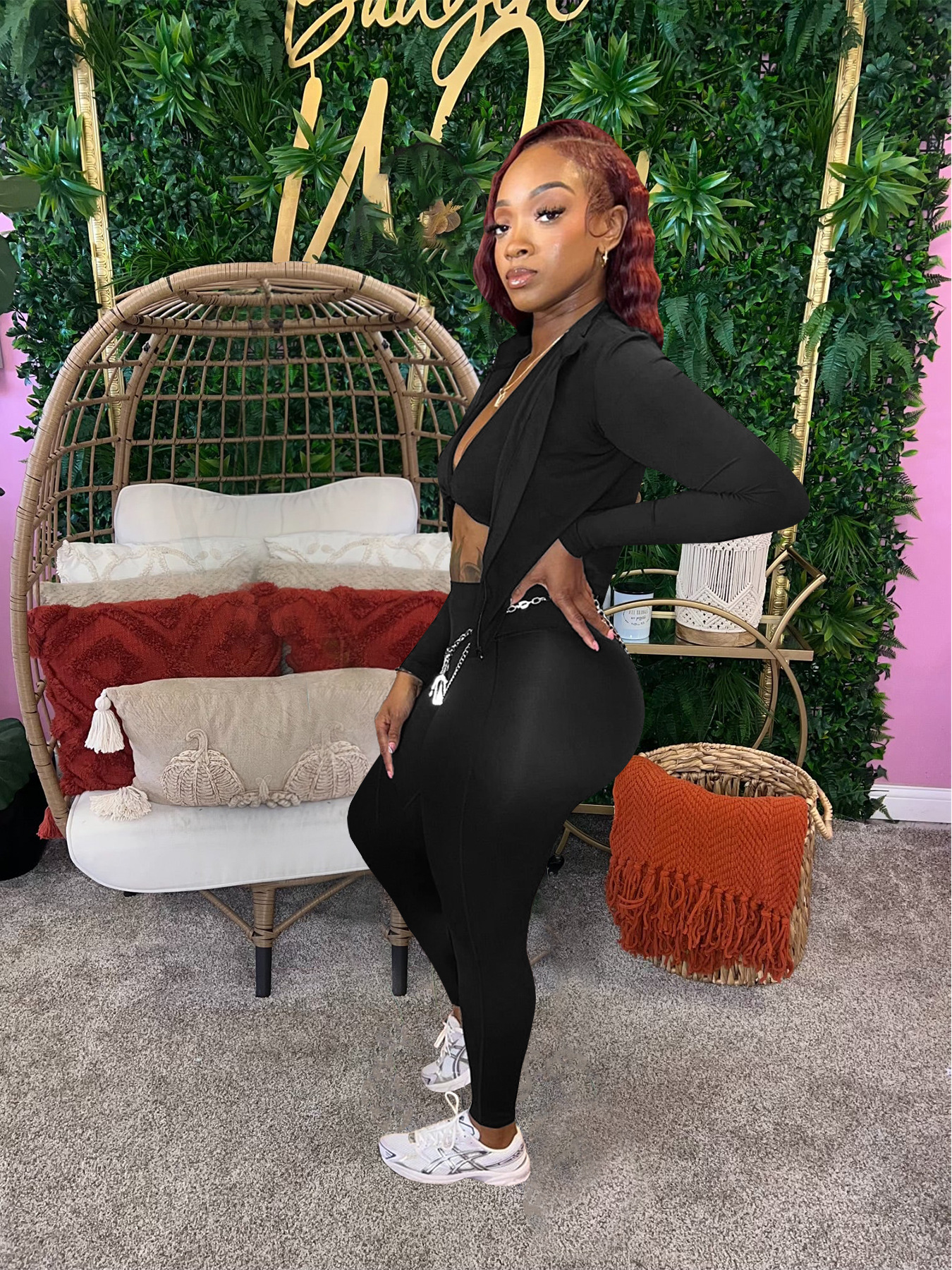 Women Clothing Autumn Winter Tight Sports Casual Three Piece Suit Suit