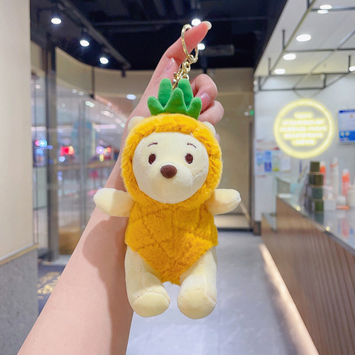 New pineapple bear doll plush pendant grabber doll wholesale street stall doll keychain plush toy