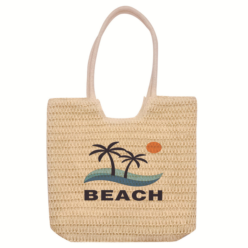 Summer Seaside Resort Style Coconut Tree Sunflower Straw Handbag Large Capacity Daily Use Printed Woven Women's Bag Summer Seaside Resort Style Coconut Tree Sunflower Straw Handbag Large Capacity Daily Use Printed Woven Women's Bag