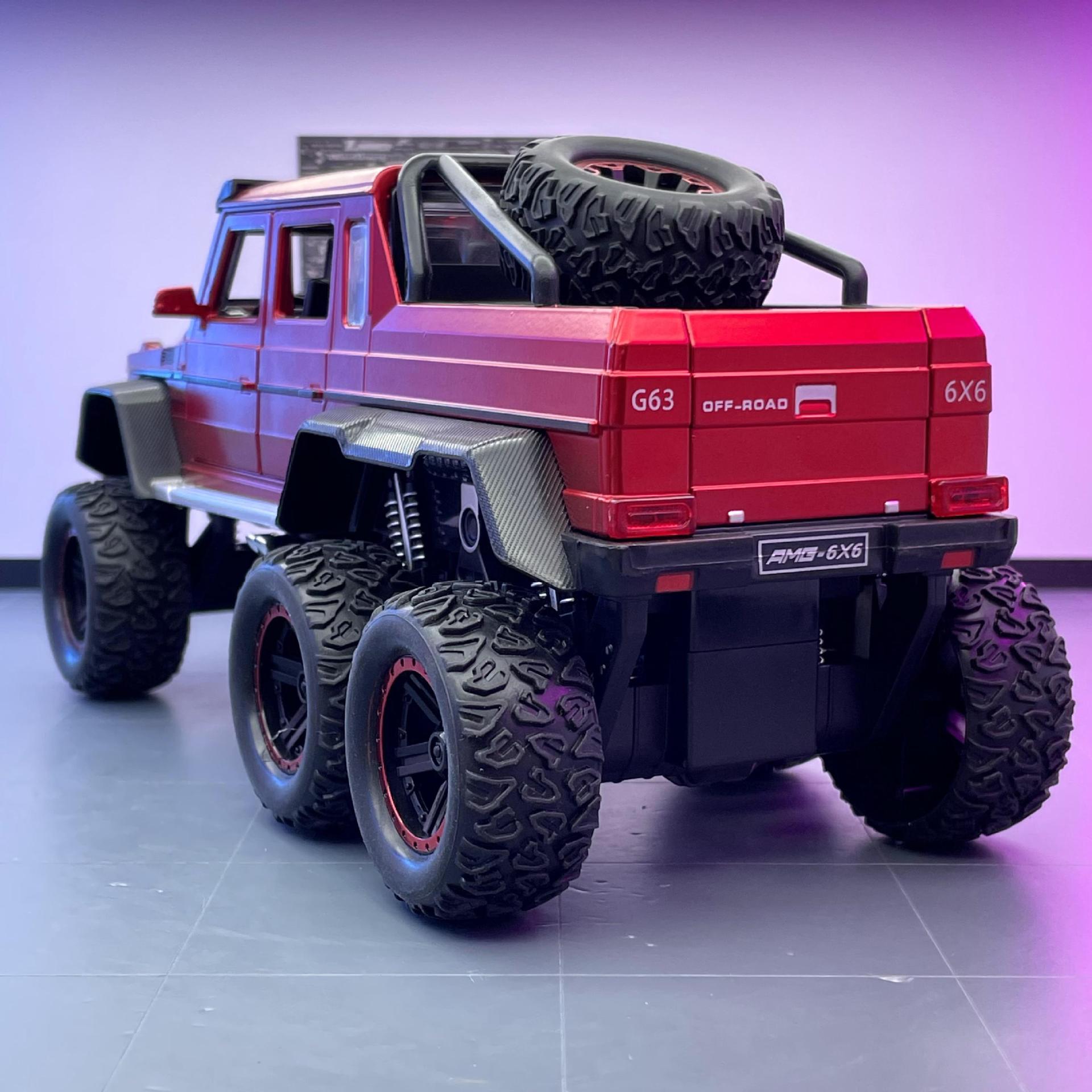 Coche Zhida G65 vehículo todoterreno de extremo duro 6X6 modelo de coche de aleación tire hacia atrás con sonido y luz modelo de coche de juguete colección de decoración