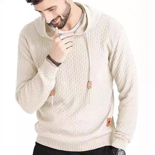 Zaitun Men's Hooded Sweatshirt Long Sleeve Solid Knitted Hood