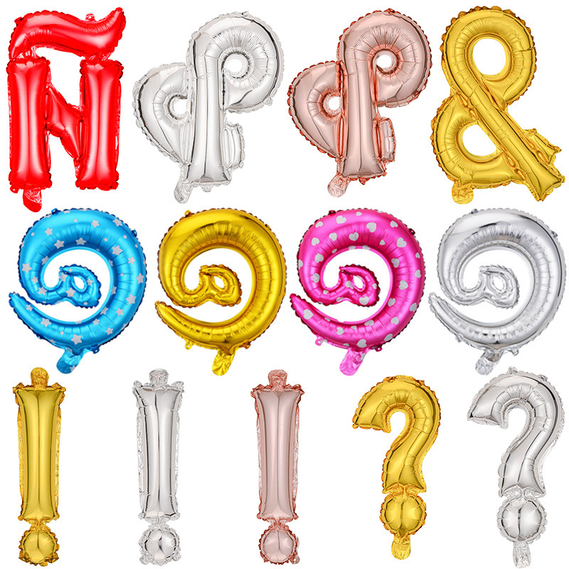 Signo de interrogación de globo de película de aluminio con signo de puntuación de 16 pulgadas y! # @ Globos de decoración de papel de aluminio de fiesta de cumpleaños