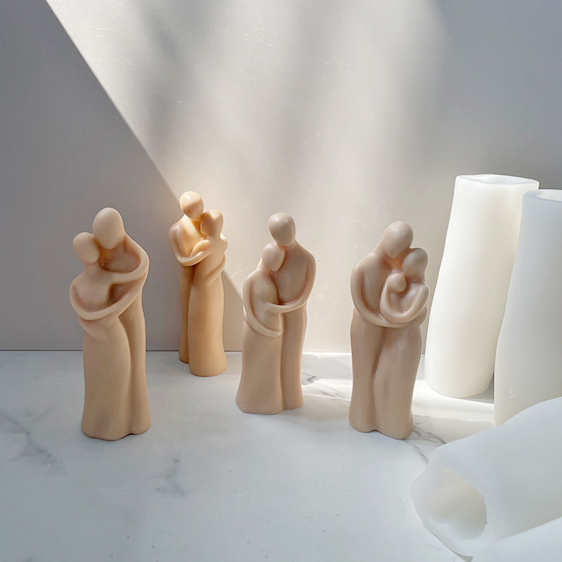 Retrato aromaterapia vela molde de silicona Madre y niño abrazo amante abrazo humano hecho a mano jabón en stock