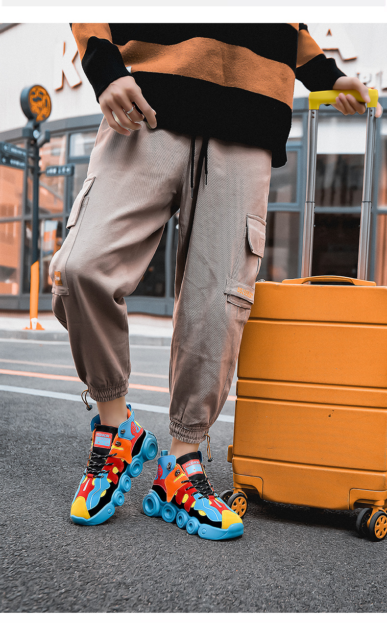 Men's Colour-matching Mesh High-top Sneakers For Men_voghion.com
