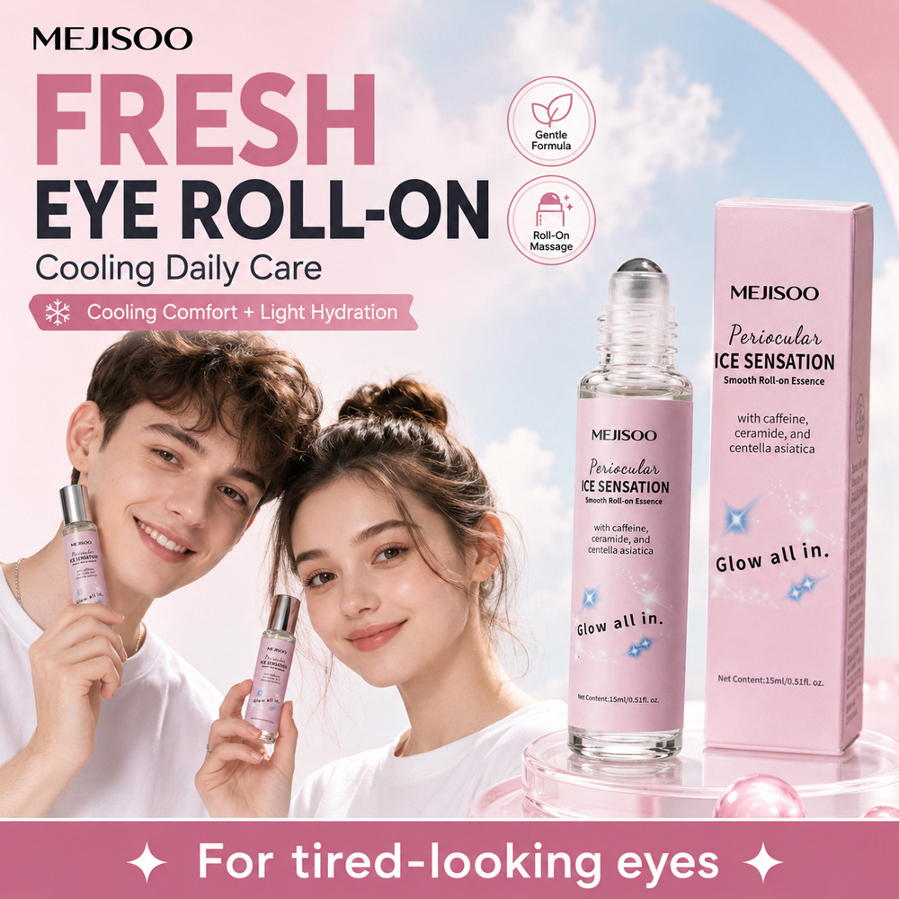 Cross-border eye smoothing rollerball essence 15ml cooling and refreshing hydrating metal rollerball eye care essence