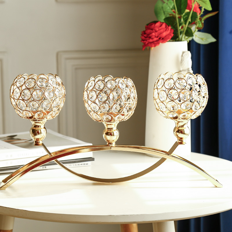 Transfronterizos nordicos candelabro oro lujoso cristal hogar sala de estar comedor decoración de mesa de comedor candelabro romántico nuevo producto
