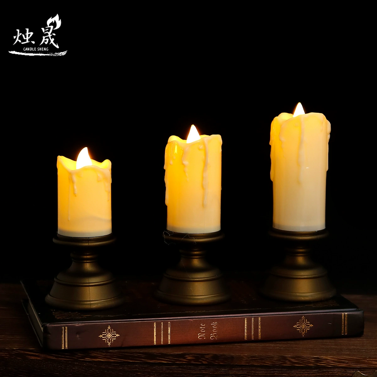 В наличии светодиодный Хэллоуин электронный атмосферный свет свечи Amazon Подсвечник винтажное украшение