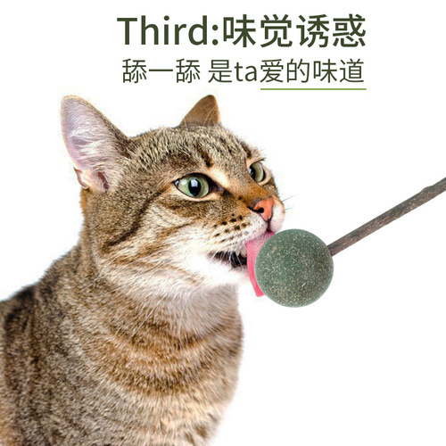 Manufacturer single rotating catnip ball, teeth cleaning catnip ball lollipop, catnip toy
