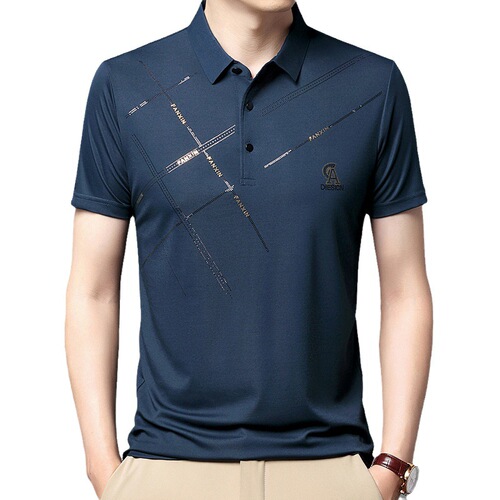 Yuxian Apparel Summer Men's Ice Silk Short-Sleeve High-Quality Embroidered Diamond Breathable T-Shirt Fashion Tee Shirt