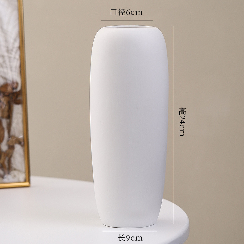 シンプルな現代の満天星陶磁器の花瓶の置物の客間の白い磁器の小さい清新な乾いた花の生け花の創意の陶磁器の花器|undefined