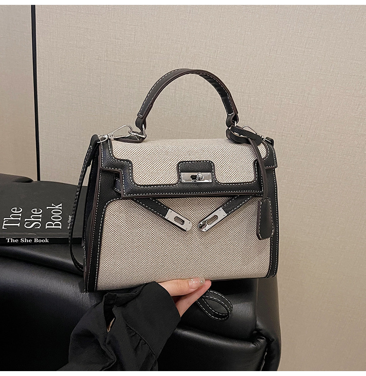 Bolsos para mujer 2025 nuevo estilo transfronterizo costura de color en contraste bolso Kelly de mano moda de alta gama bolso de mensajero de un solo hombro