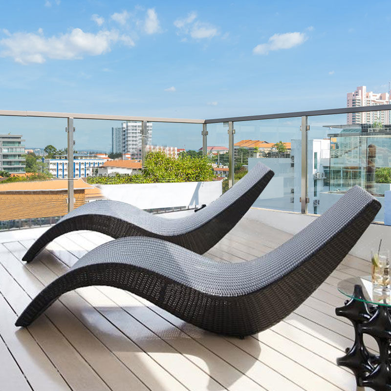 户外躺椅花园露天阳台藤编躺床室内酒店泳池午休睡椅沙滩椅沙发床
