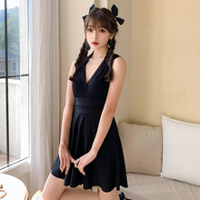 泡温泉泳衣女显瘦遮肚时尚新款小胸钢托聚拢连体保守平角裙式泳装