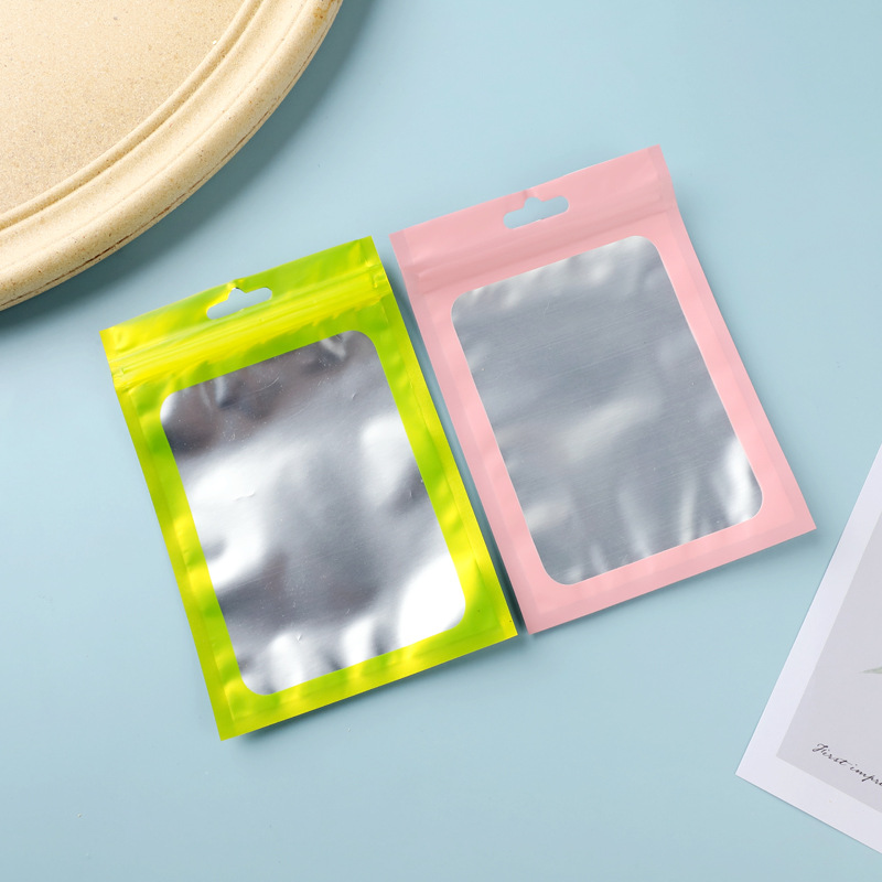 Matt aluminum foil frosted ziplock bag powder puff seal bag jewelry bag gift plastic bag data cable color packaging bag