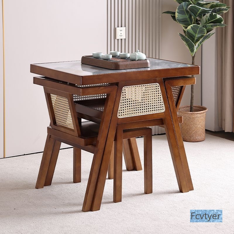 Hao Gang sala de estar ocio mesa de té tabla de combinación de muebles de almacenamiento cuadrado pequeño balcón silla de roca doméstica