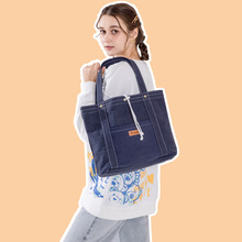 韩版纯色复古水洗帆布包大容量手提包女亚马逊爆款单肩大包包邮