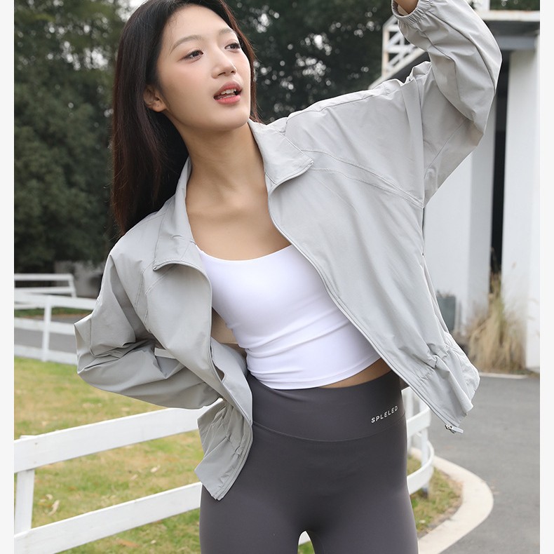 Hot-Selling Stand-Up Collar Sun Protection Clothing with Drawstring Waist, Short Style, Lightweight, Breathable, Cool-Feeling, Casual Outdoor Sun Protection Shirt